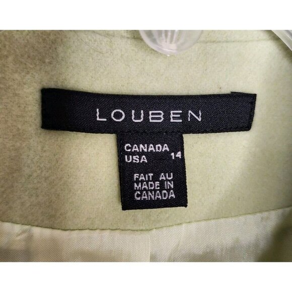 Size 14 Louben Blazer Jacket Wool Cashmere Blend Canada Spring Green Open Front - Picture 3 of 4
